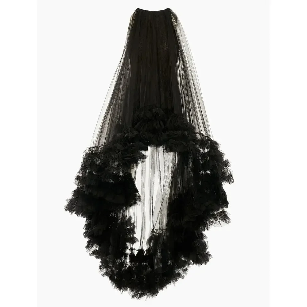 Mac Duggal | Ruffled Hem High-Low Gown - Picture 3 of 9